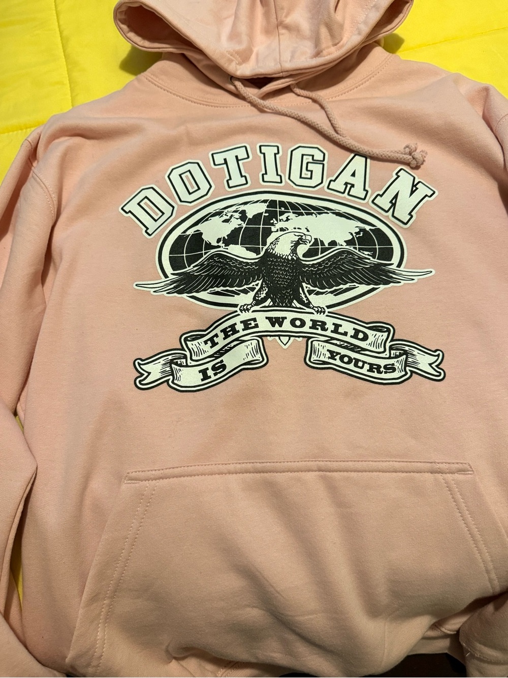 Men’s Pink Graphic Hoodie - The World Is Yours